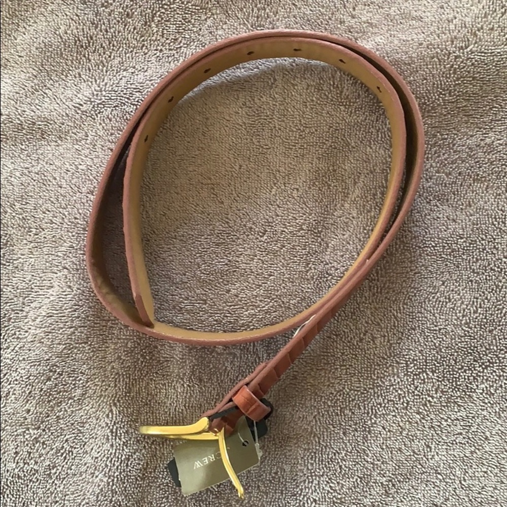 J. Crew Brown Leather Belt with Gold Buckle